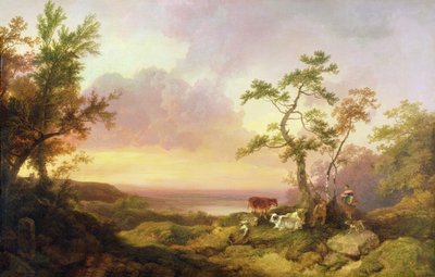 Paesaggio con bestiame e contadino, c.1781 da Philippe Jacques de Loutherbourg